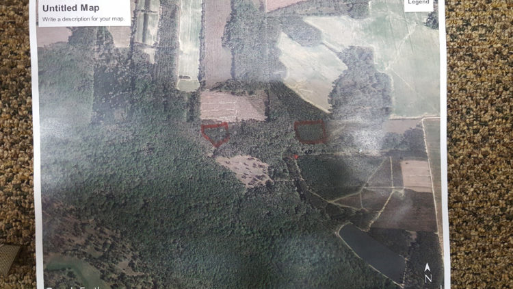 Kartabild över område där bränningar genomförts.